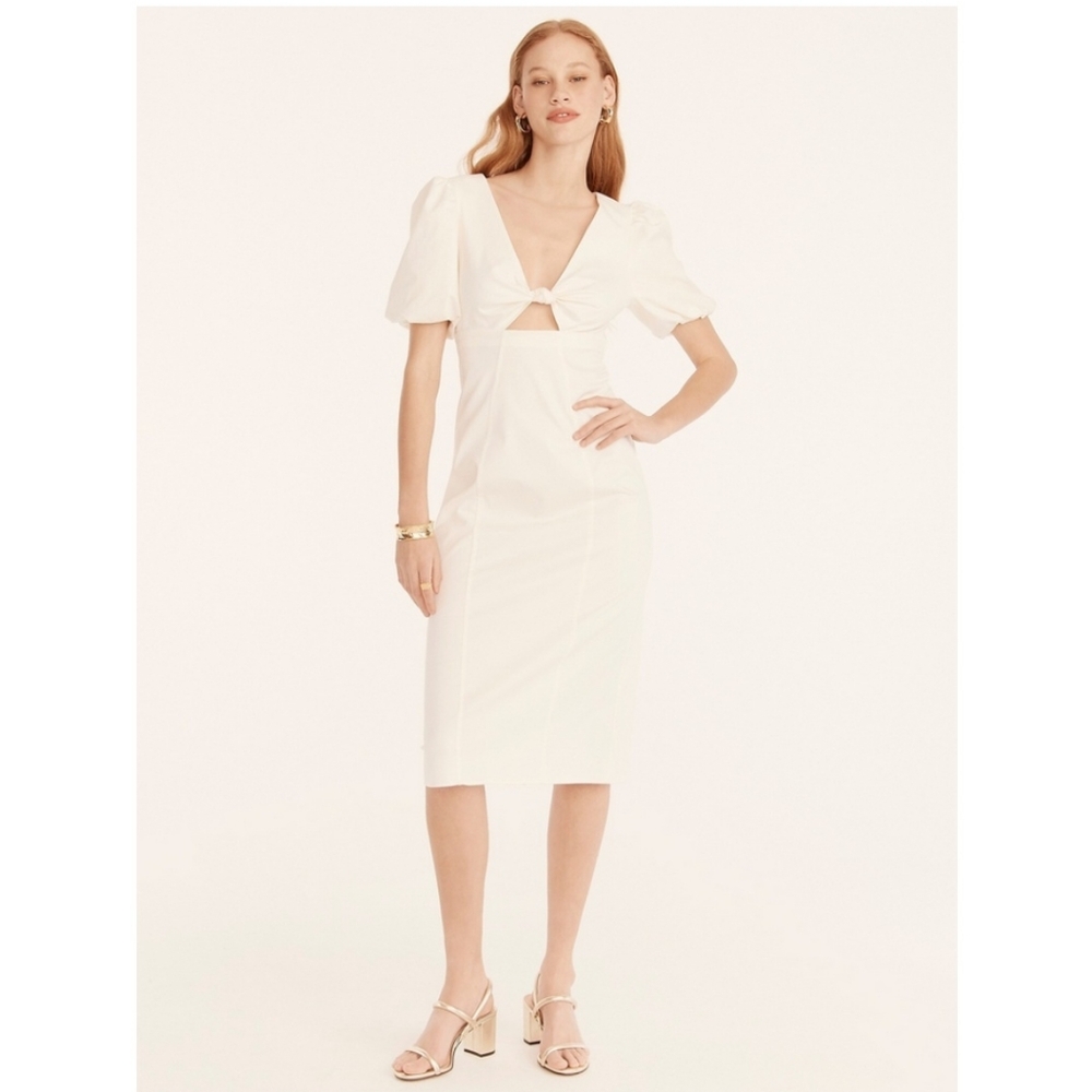 NWT J. Crew Collection Cotton Twill Cutout Puff Sleeve Dress